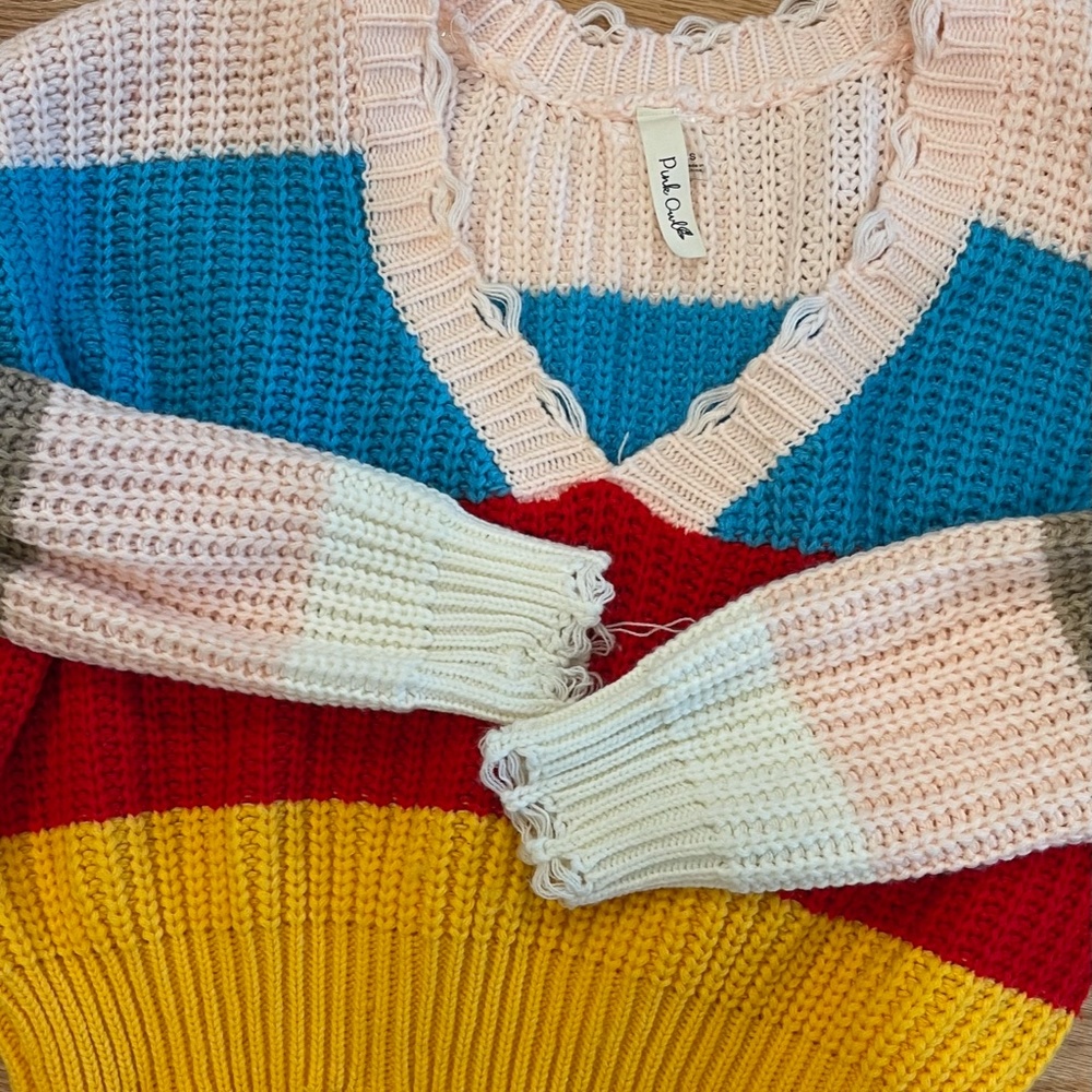 Pink Owl Knitted Fringe Sweater